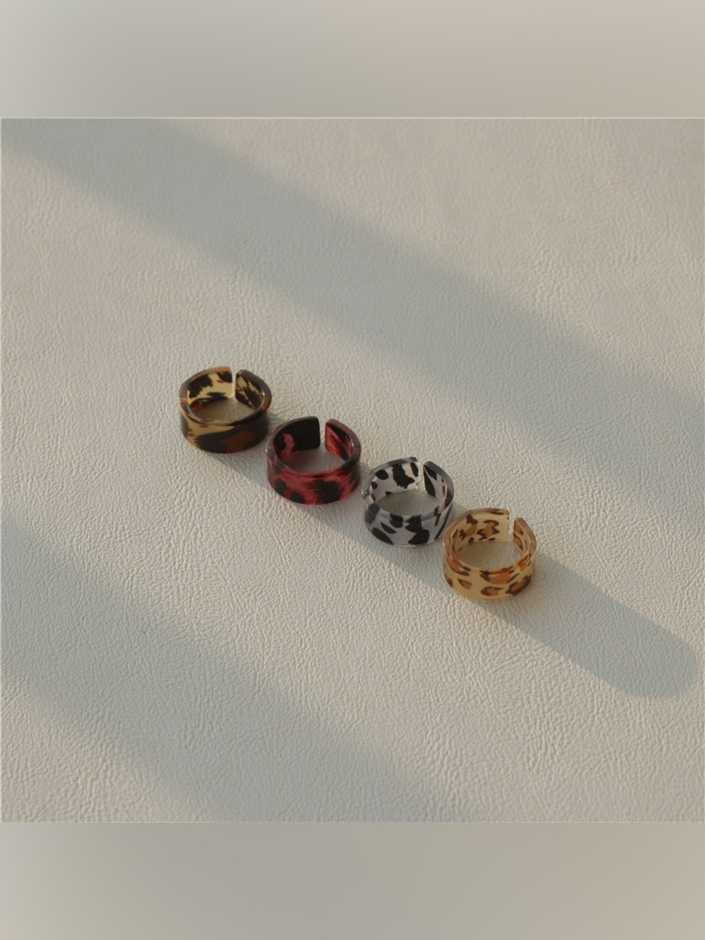 Leopard Style Colorful Open Ring Set of 4